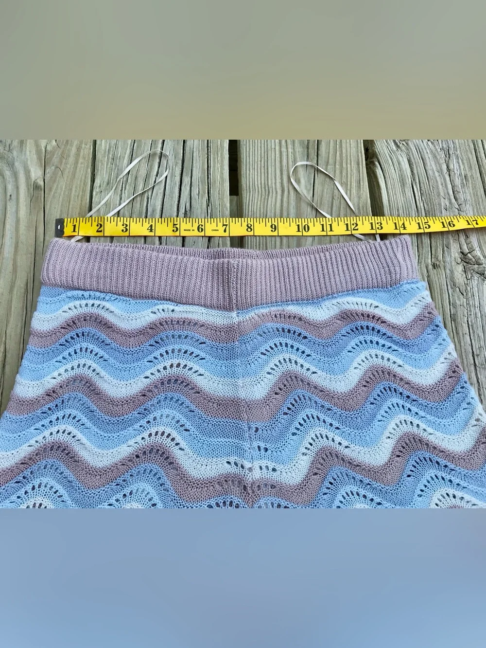 Ladies L NO COMMENT Chevron Stripe Woven Knit Swit Sweater Shorts
